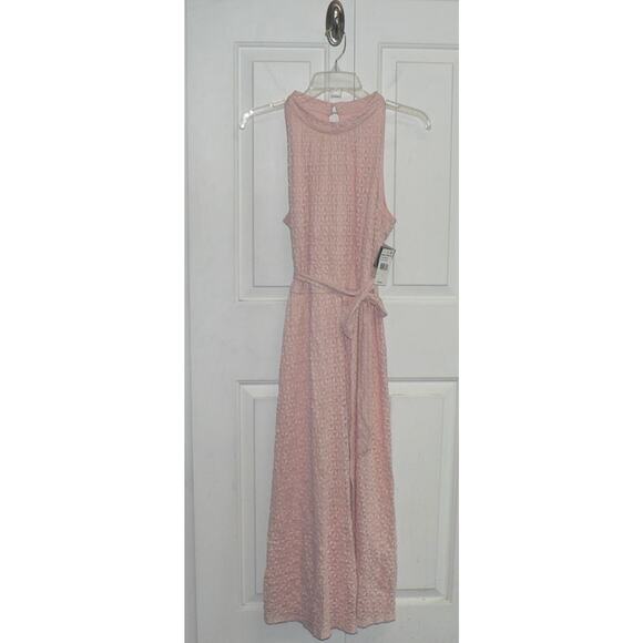 Robbie Bee Womens Floral Lace Sleeveless Tie Waist Dress in Blush Pink Large $79 - Picture 5 of 7